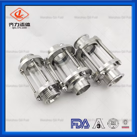 Mirilla de soldadura/rosca/abrazadera en línea tubular de acero inoxidable sanitario