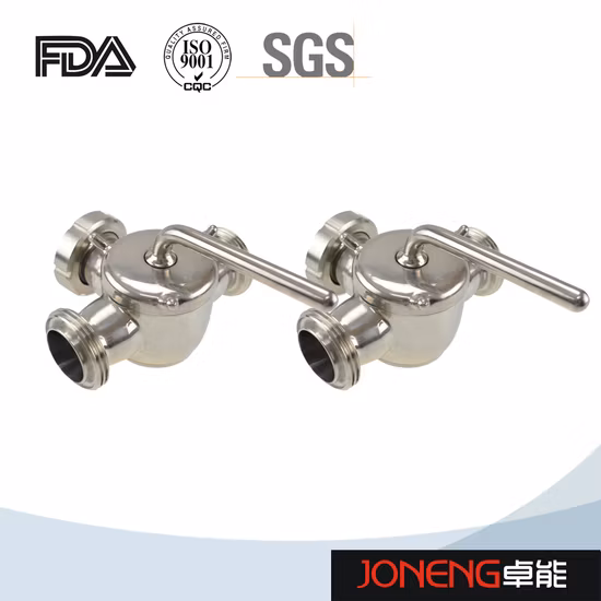 Válvula de enchufe higiénica de conexión de unión de 3 vías de acero inoxidable
